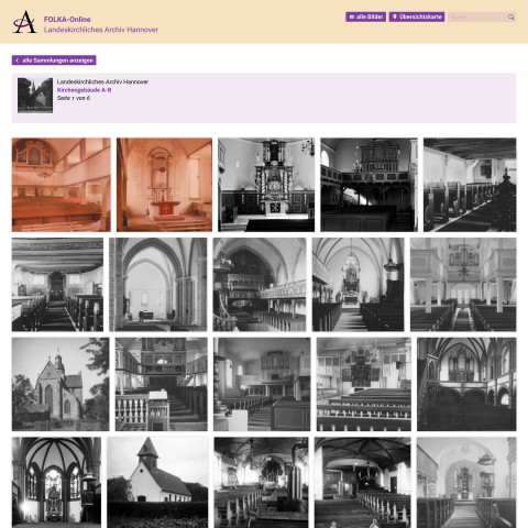 Screensho der Online-Fotodatenbank des Landeskirchlichen Archivs Hannover