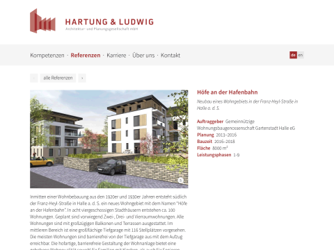 Website »Hartung & Ludwig Architektur- und Planungsgesellschaft mbH«
