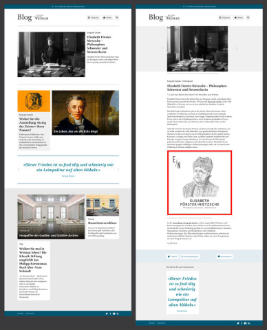 Blog der Klassik Stiftung Weimar · Startseite und Detailseite